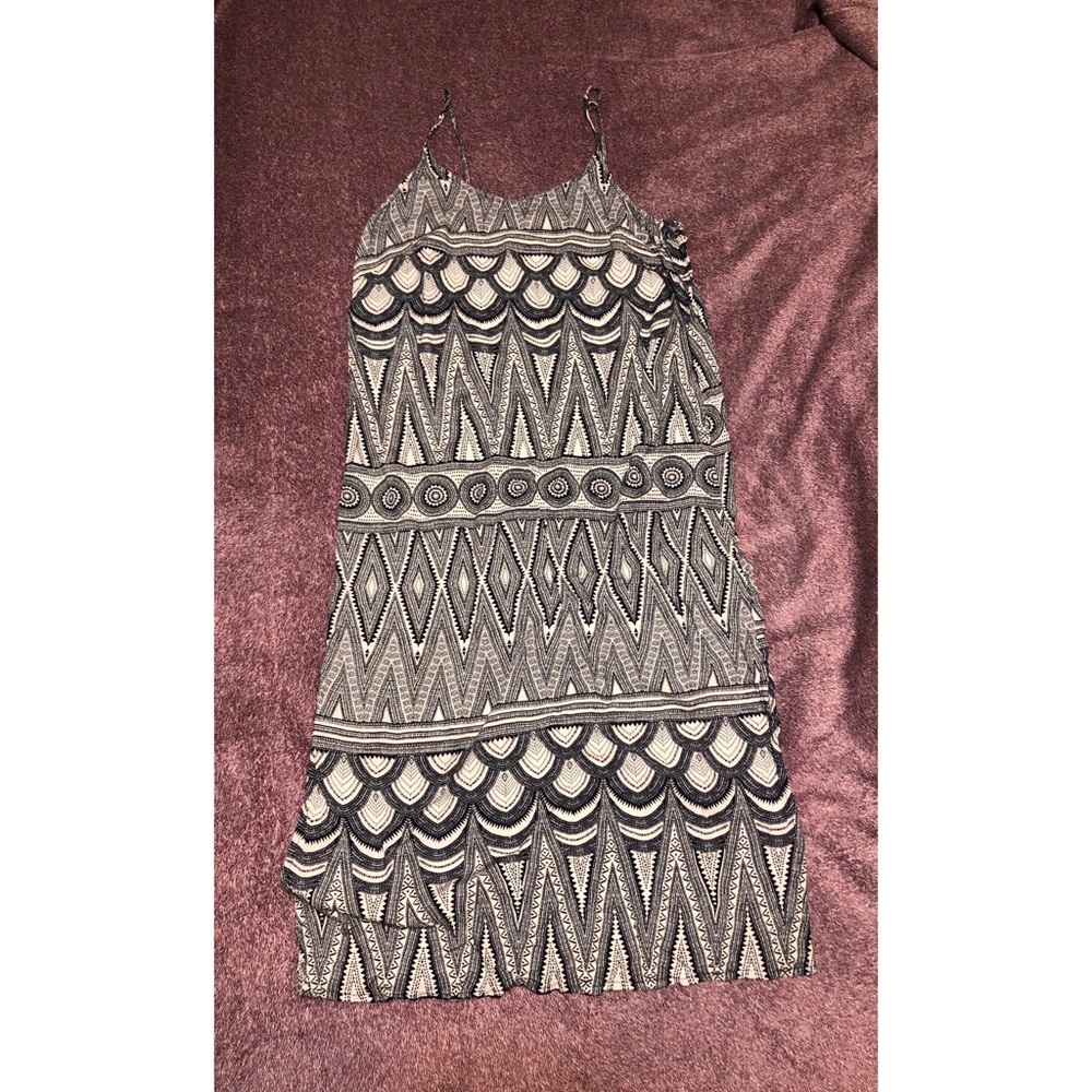 H&M Navy/White Tribal Print Midi Dress size 8